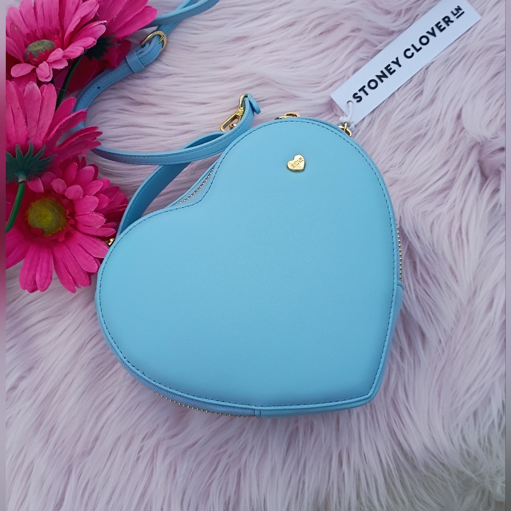 HOLD Stoney Clover Lane Periwinkle Blue 3D Valentine's Day Heart Crossbody Bag